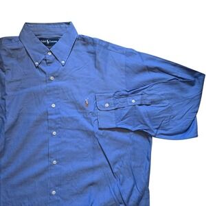 Ralph Lauren Shirt Men 16 / 35 Blue Oxford Button Down Yarmouth Flesh Pony